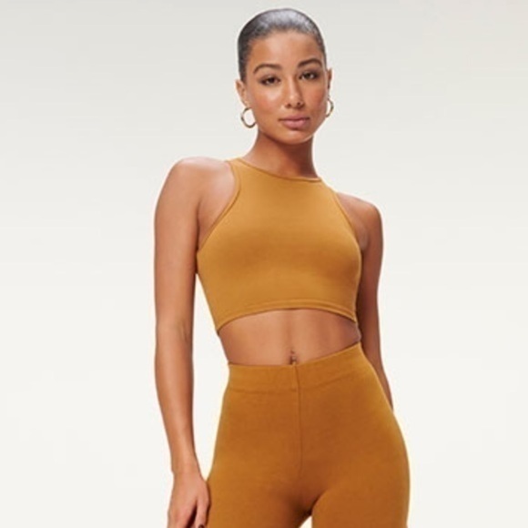 New Good American Essential cut in crop top bronze brown Size 3 - Picture 2 of 6